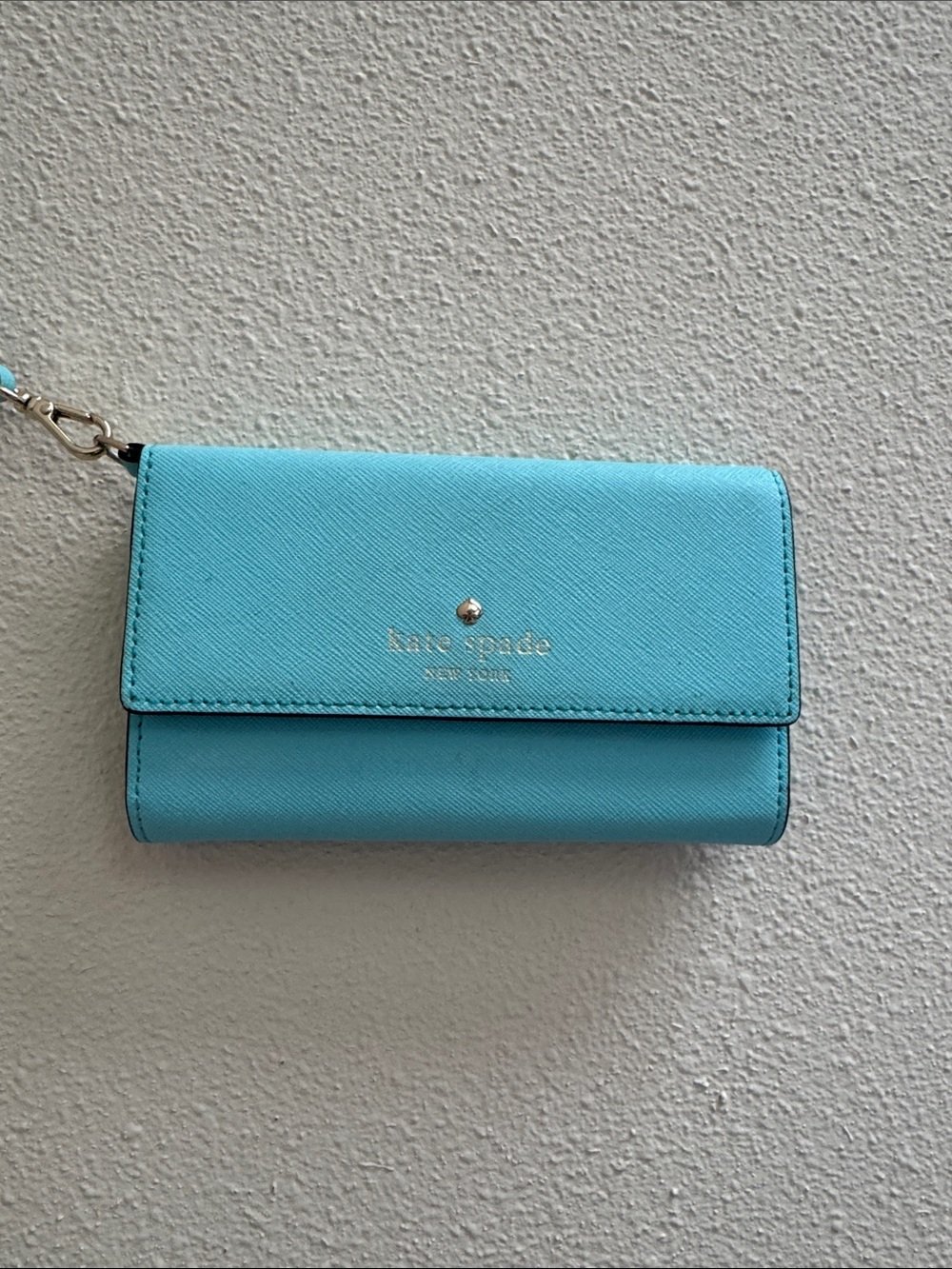 kate spade turquoise Saffiano Leather Wristlet Wallet